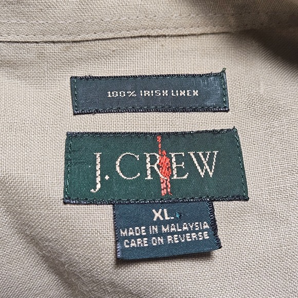 J. Crew Irish Linen Button Up Long Sleeve Shirt XL‎ Beige Prep Minimalist Basic - Picture 3 of 8